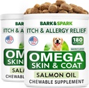 BARK&SPARK Omega 3 per cani - 360 Fish Oil Treats for Dog Shedding, Skin Allergy, Itch Relief, Hot Spots Trattamento - Joint Health - Skin and Coat Supplement - EPA & DHA Fatty Acids - Salmon Oil -Bacon