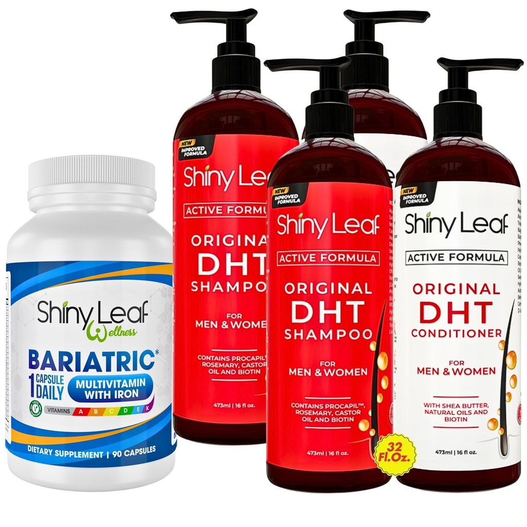 Bariatric Health & Hair Revitalization Bundle – Multivitamin with Iron & DHT Blocker Shampoo & Conditioner – Daily Support for Recovery, Hair Strength, and Post-Surgery Wellness