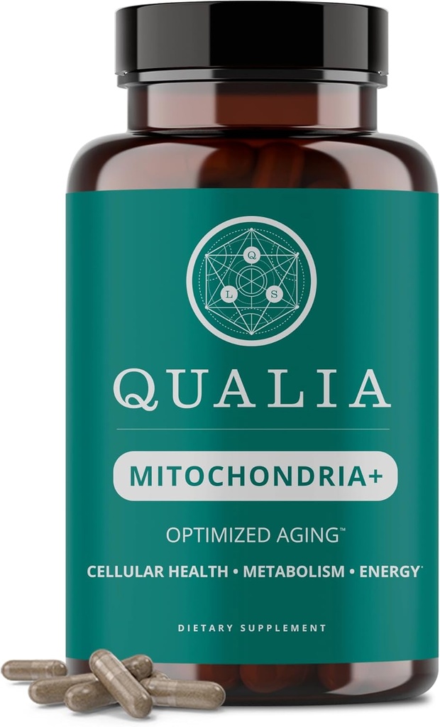 Qualia Mitochondria+ | Die fortschrittlichste Ergänzung für NAD+, Cellular Energy, Metabolismus und Reparatur für besseres Aging w/35+ NAD Boosters Resveratrol & More | 160 Ct | 1 Monat Versorgung