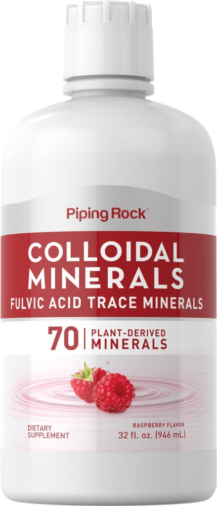 Piping Rock Colloidal Minerals Liquid | 32 fl oz | Fulvic Acid | 70 Plant Derived Trace Minerals | Himbeergeschmack | Vegetarische, nicht gentechnisch veränderte, glutenfreie Ergänzung