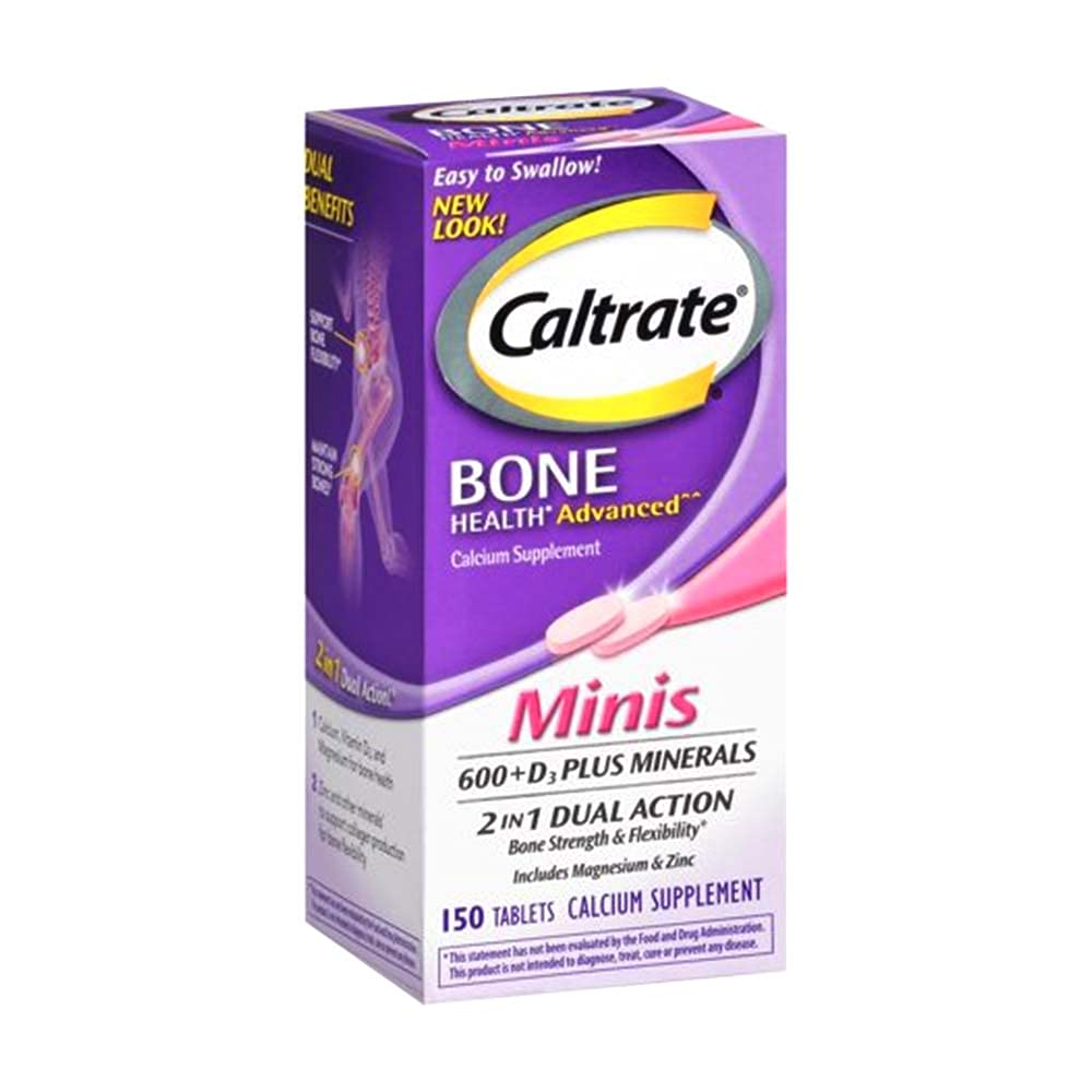 Caltrate 600+D3 Plus Minéraux Mini Calcium et supplément vitamine D3 Mini Comprimé, 600 mg, 150 Compte (paquet de 3)
