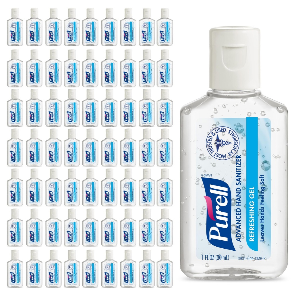 Purell Advanced Hand Sanitizer Refreshing Gel, Clean Scent, 1 fl oz Travel Size flip-Cap Bottiglia (Pack of 72) - 3901-72-CMR