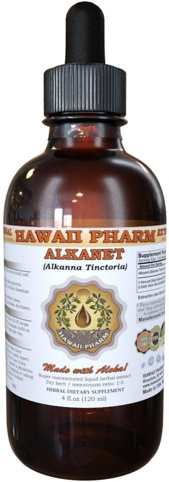 HawaiiPharm Alkanet Liquid Extract, Alkanet (Alkanna Tinctoria) Wurzel Tinktur Kräuterergänzung 2 oz