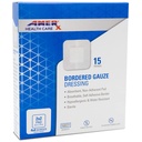 4" x 4" Dressing (2x2 Pad) AMERX Bordered Gauze - Adhesive Bandages - Water Resistant Barrier - Self Adhesive Border - Breathable, Hypoallergenic - 15 Pads Per Box