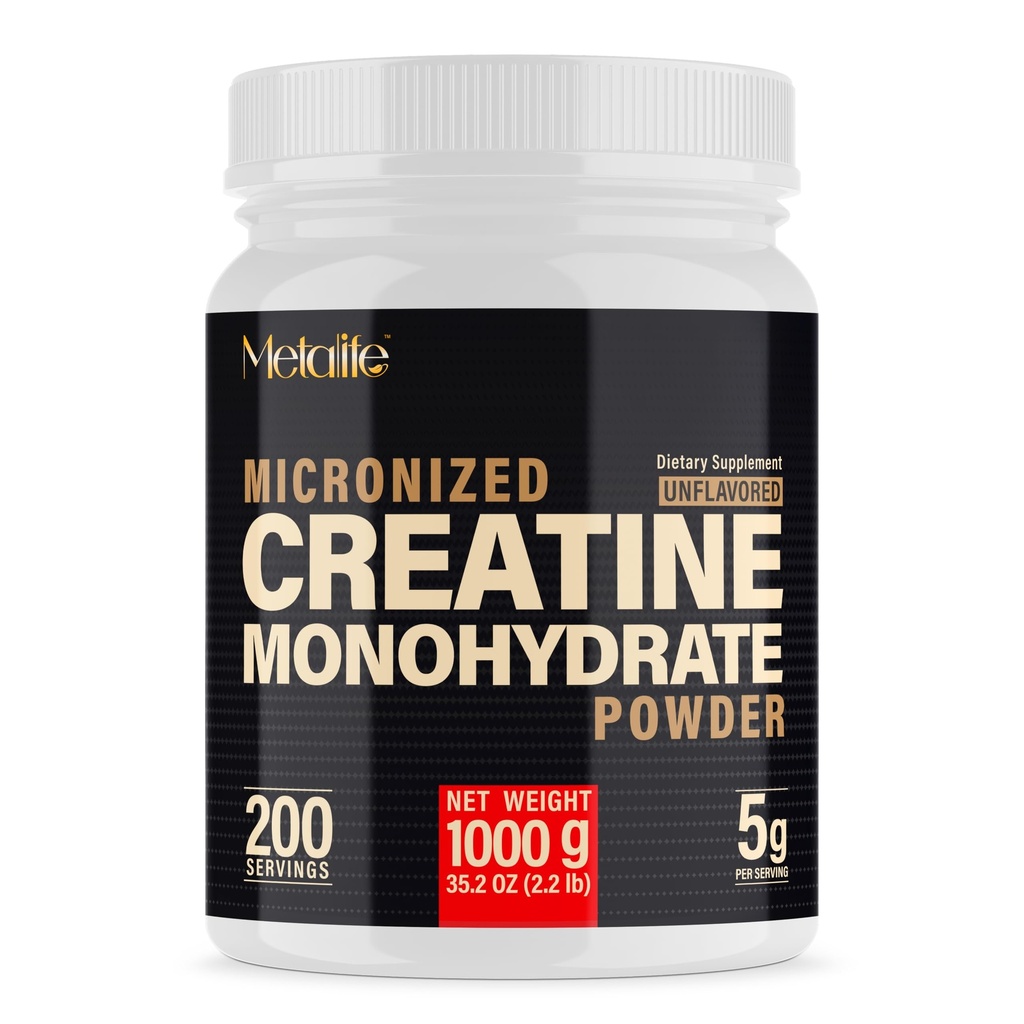 100% reines Kreatin-Monohydrat-Pulver 200 Servierungen, mikronisiertes Pulver, Muskelwachstum, Unflavored, Ideal für Sportler & Fitness Enthusiasten, Third Party Labor Tested, Vegan, 1000 g