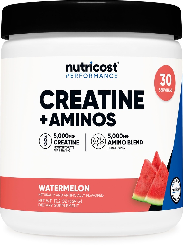 Nutricost Creatina + Aminos 30 Serve (Watermelon aromaed) - 5.000mg Creatina Monoidrato + 5000mg Amino BCAA Blend Per Serving