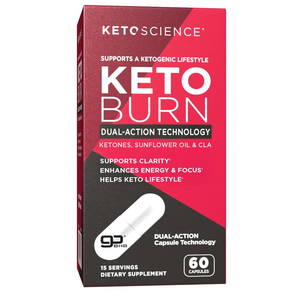 Keto Science Keto Burn Capsules, Exogenous Ketone, Dual-Action with BHB & EGCG, Ketones for Hydration, Keto BHB, Weight Support, Energy, Focus & Ketosis, 60 Capsules, 15 Servings