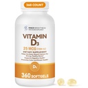 Innere Helligkeit Vitamin D3 1000 IE (25 mcg) Softgels, Knochen, Immune & Digestive Health Support, Glutenfrei, Keine künstlichen Zusatzstoffe, 360 Count, 360 Day Supply