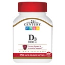 21e siècle D3 1000 UI Softgels, 250 comte (27415)