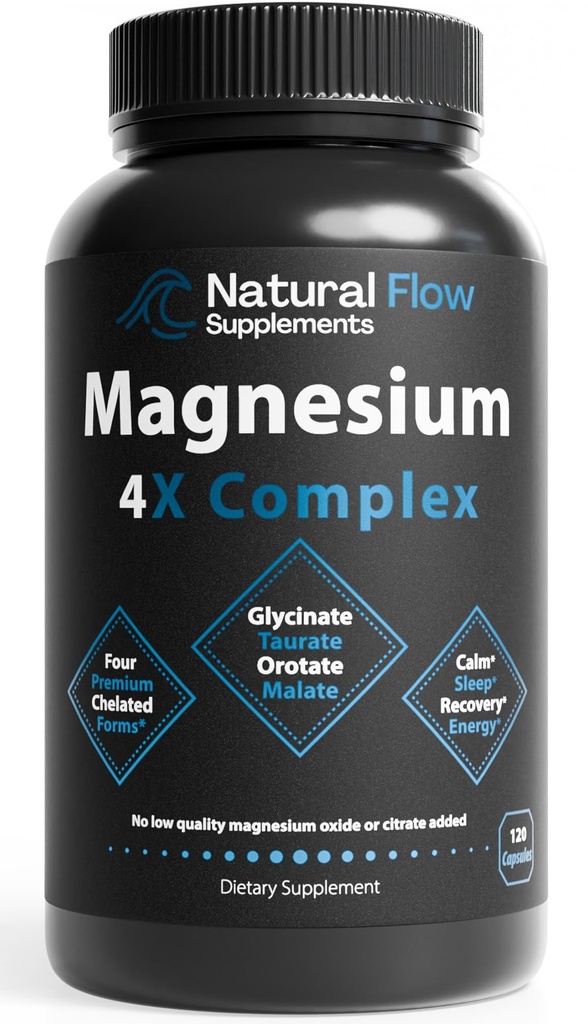 Natural Flow Magnesium 4X Complex 200 mg Elemental, 120 Capsules