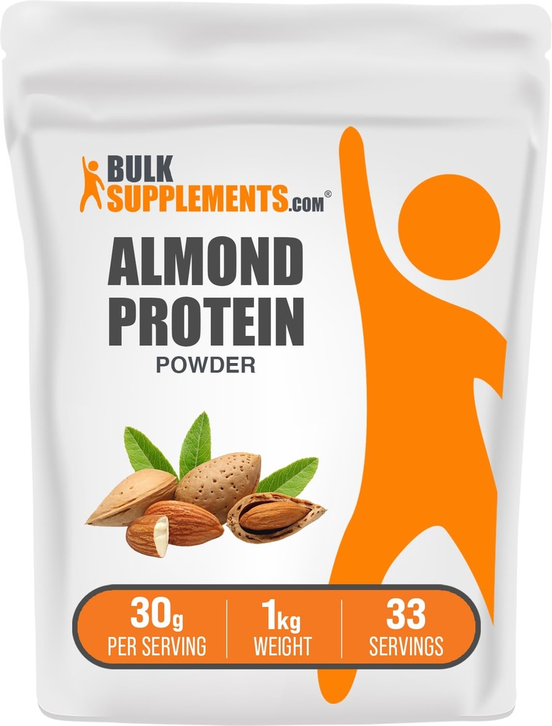 BulkSupplements.com Mandelprotein Pulver - Pflanzenbasiertes Protein, Mandelpulver - Vegan, Glutenfrei, & No Sugar, 30g pro Servierung, 1kg (2.2 lbs) (Pack von 1)