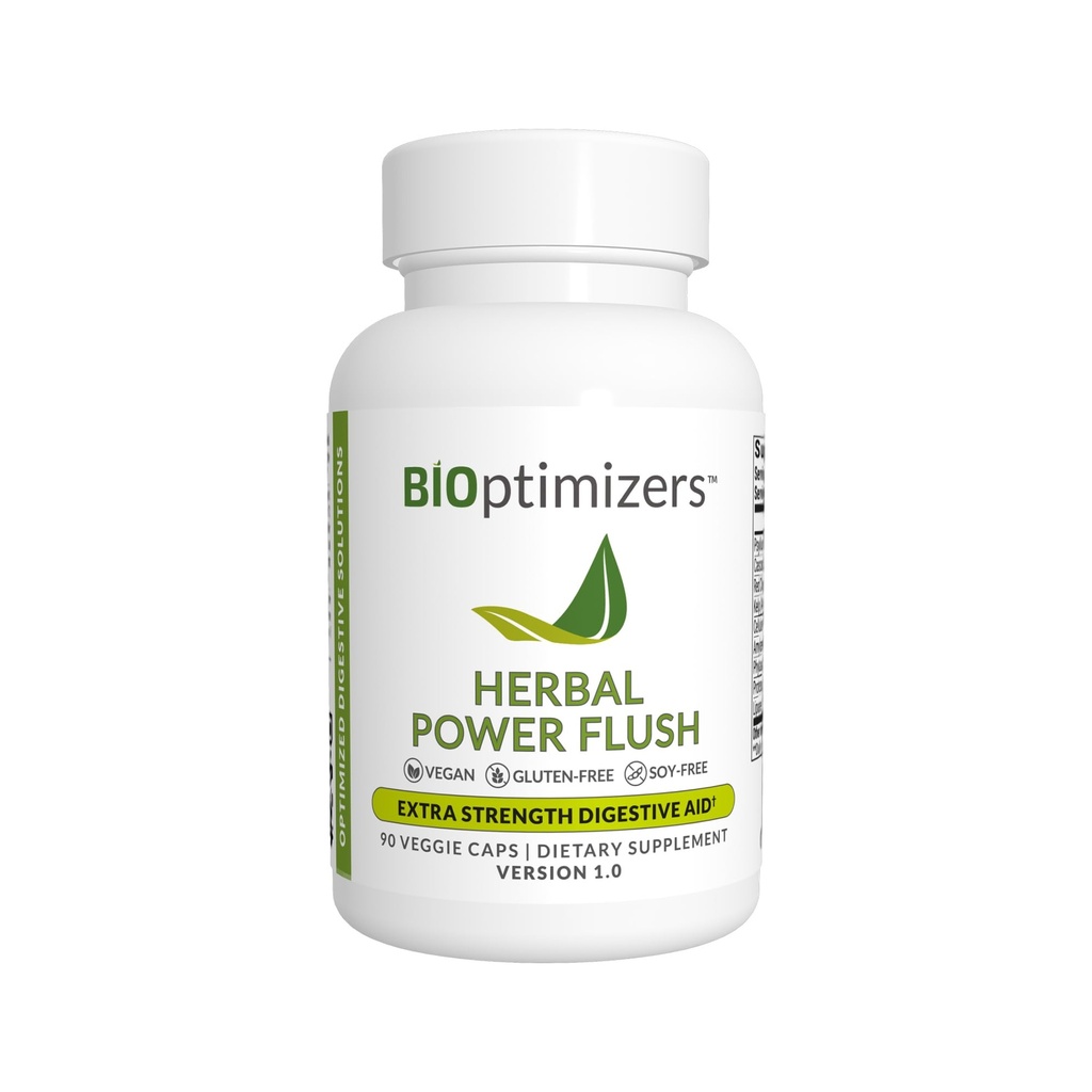 BIOptimizers Herbal Power Flush - Extra Strength Digestive Cleanse - Eliminare le tossine Migliorare la digestione dei tasselli - Bloating Discomfort Relief per gli adulti - 90 capsule