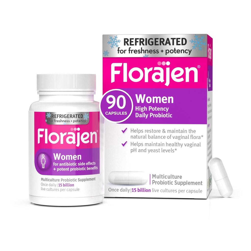 Florajen Frauen Vaginal Probiotika, bietet Darmgesundheit & Verstopfung Erleichterung für Erwachsene und Blähungen Erleichterung für Frauen, 90 Kapseln (3 Packungen von 30) (gekühlt)