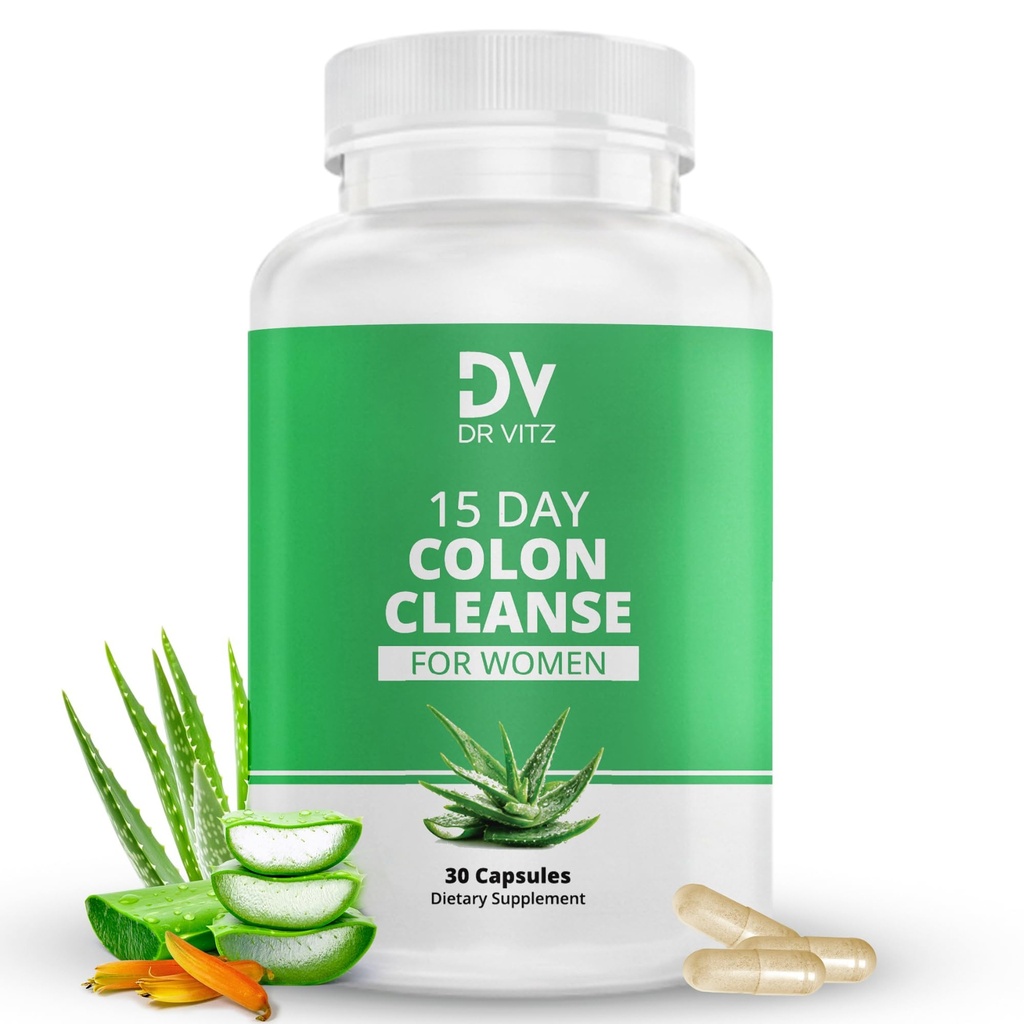 15 Day Colon Cleanse for Women – Natural Detox Pills with Herbs, Fiber & Probiotics – Bloating & Constipation Relief, Weight Loss & Gut Health Reset – 30 Capsules