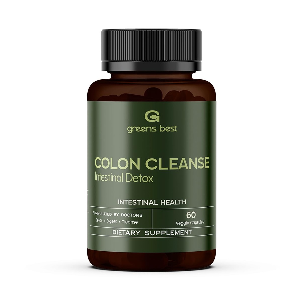 GREEN'S BEST Colon Cleanse Kapseln - Advanced Digestive Support & Natural Detox - mit Probiotika, Senna, Aloe Ferox & Fiber für Darmgesundheit & Regelmäßigkeit - 60 Veggie Kapseln