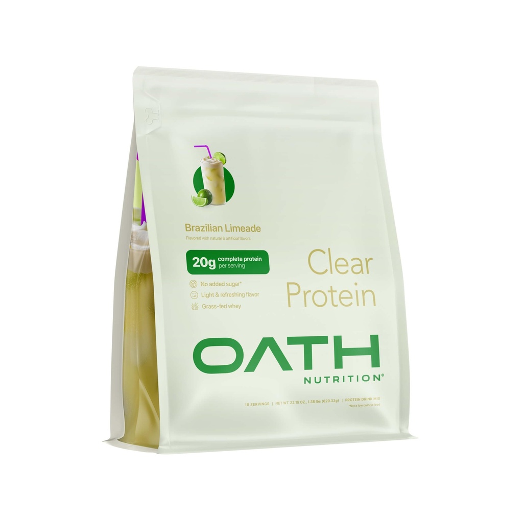 Oath Nutrition Clear Whey Isolate Protein Powder, Limeade Brasiliana, 20g Proteine Complete per Serving, Non Aggiunto Zucchero, Grass-Fed, 18 Serve