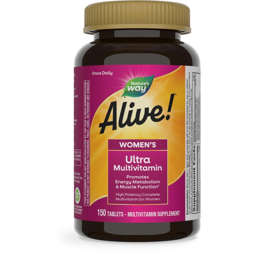 La Via della Natura Viva! Ultra Multivitamina per le donne, Vitamine giornaliere complete delle donne, Formula ad alta potenza, promuove il metabolismo energetico e la funzione muscolare*, Vitamina A, C, D, Methylated B12, 150 compresse