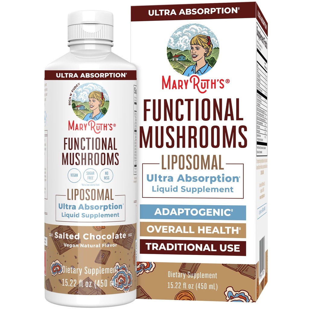MaryRuth Organics Champignon, Supplément de Champignon, Vitamine liquide de Champignon, Supplément de Champignon Reishi pour le support immunitaire, Tail Vitamine pour le stress, Vegan, Non-OGM, Sans gluten, 15.22 Fl Oz