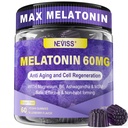 Melatonina di supporto antiossidante e cervello 60mg 30mg per 50+ Adulti | Melatonina ad alta dose per antiinvecchiamento e immuni | Gummie di melatonina ad alta resistenza con B6, Ashwagandha, Magnesio, MSM - 60 Gummie