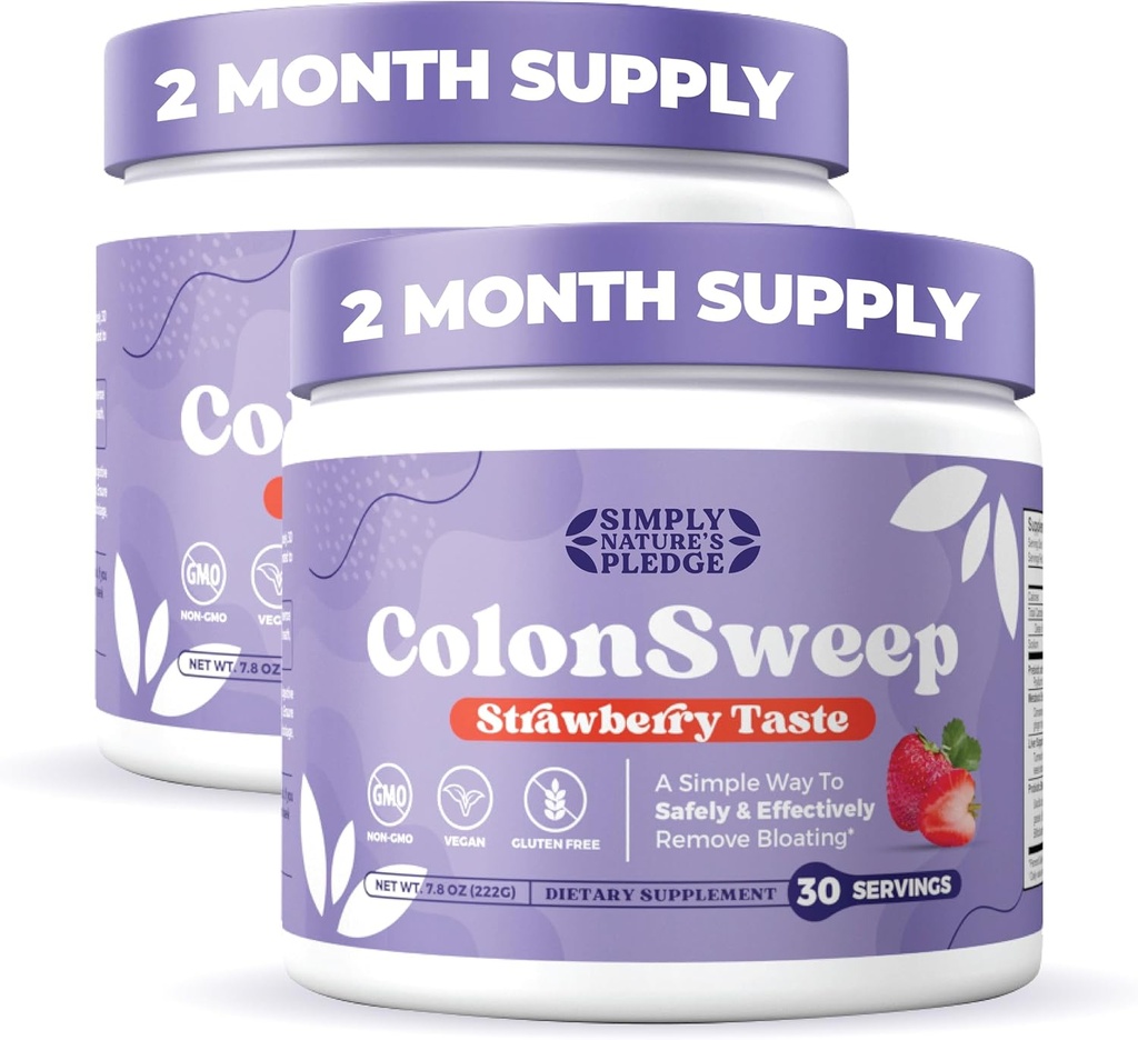 ColonSweep - Erdbeeren Flavored Probiotic Psyllium Husk Pulver Colon Cleanser,7.8 Unze Fiber Supplement Unterstützung für Gut Health - Cleanse for Bloating Relief & Detox- 30 Servings (Pack von 2)