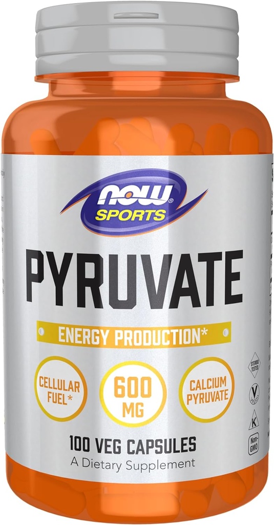 NOW Foods Sports Nutrition, Pyruvat (Pyruvic Acid) 600 mg, Energieproduktion*, 100 Veg Kapseln