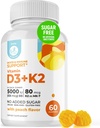 DR. MORITZ Vitamine D3 Gummies (5000 UI) avec K2 - pour les adultes et les enfants - Vitamine D3 K2 Gummies pour le soutien immunitaire et la santé des os - végétalien, sans sucre, sans gluten (60 Nombre)