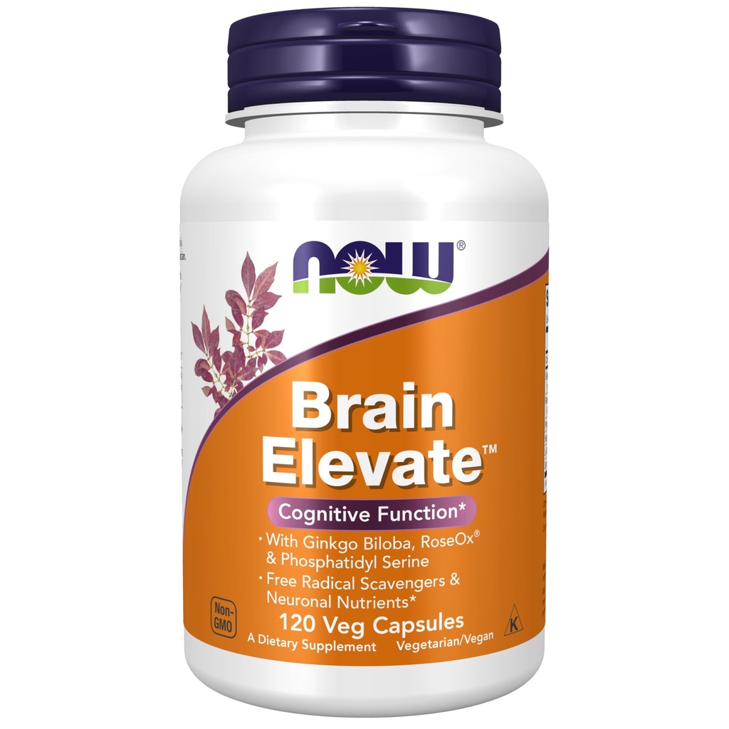 NOW Foods Supplements, Brain Elevate™, Featuring Ginkgo Biloba, RoseOx® and Phosphatidyl Serine, 120 Veg Capsules