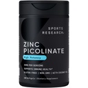 Picolinato di zinco ad alta potenza di ricerca sportiva 30mg con olio di cocco biologico | Supplemento di zinco altamente assorbibile per la funzione sana di immune e di enzima - Testato non OGM & senza glutine (180 Liquid Softgels)