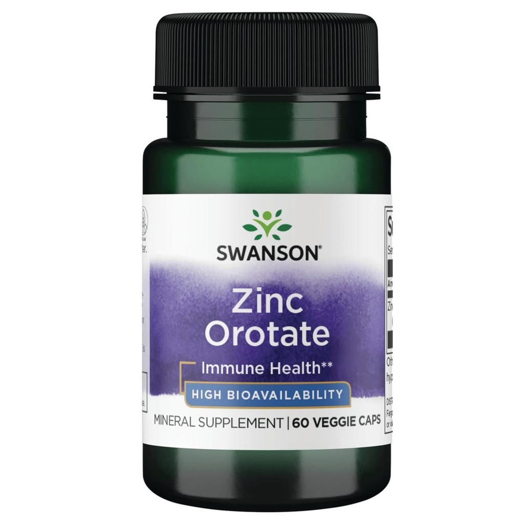 Swanson Zinc Orotate 10 Milligrammes Elemental Zinc 60 Capsules