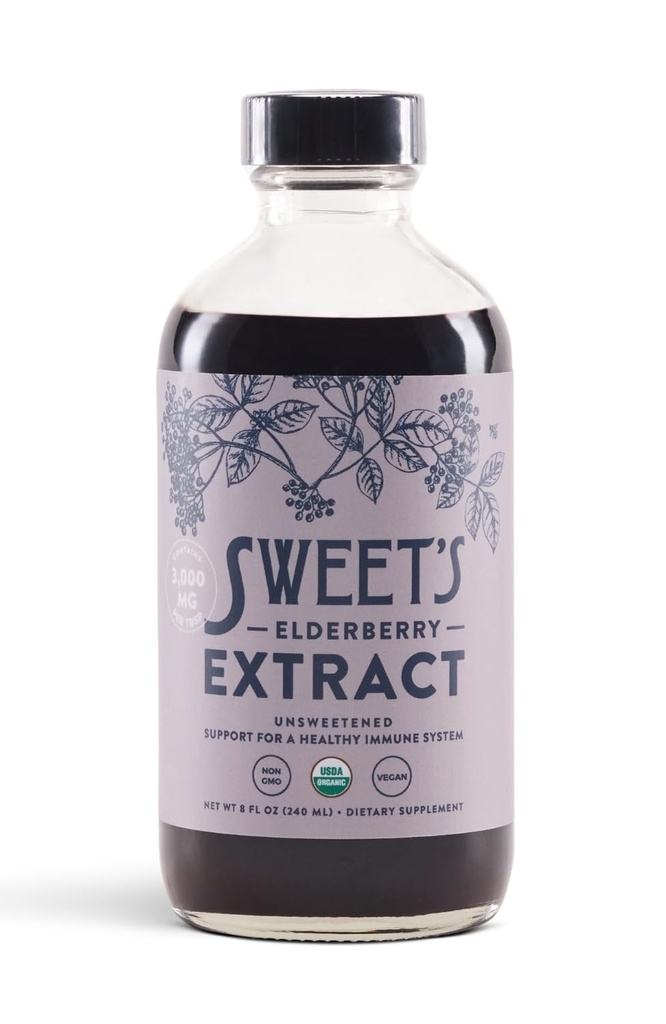 Organic Elderberry Extract | Unsweetened Elderberry Immun Support | Vegan | Keto und Diabetic Friendly | 8 fl oz Bottle | Alkoholfrei | Zertifiziert USDA Organic