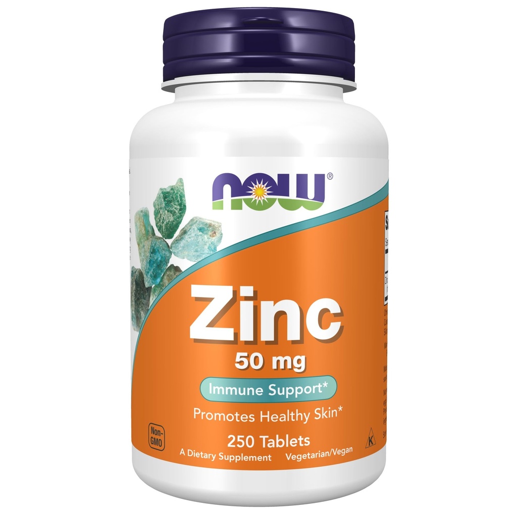 NOW Supplementi, Zinc 50 mg, Compresse 250 Conte (Pacchetto di 1)
