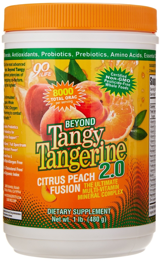 Youngevity Beyond Tangy Tangerine 2.0 Citrus Peach Fusion Multi-Vitamin & Mineral Complex - Made with Natural & Whole Foods | 8.000 ORAC (3 Kanister)