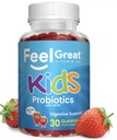 Feel Great USDA Bio Kids Probiotiques Gummies (en anglais seulement) Probiotiques de fraises à croquer pour la santé digestive et le soutien immunitaire (en anglais seulement)