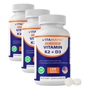 Vitamatic Vitamin D3 K2 Supplements with 10,000 IU Vitamin D + 200mcg Vitamin K MK-7, 120 Tablets Bone, Heart, Immune, & Calcium Support (Pack of 3)