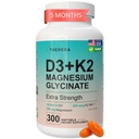 Vitamina D3 K2 Integratore di Magnesio - Forza Extra con 10000 IU Vitamina D3, Magnesio Glycinate e 200 mcg K2 MK-7 Integratori di Vitamina Complesso, per Donne & Uomini - 300 Softgels