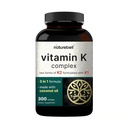 Complexe NatureBell Vitamine K - 300 Softgels - Livraison de 2 600 mcg Vitamine K - Supplément de soutien complet en os et en santé cardiaque - Haute absorption K1 & K2 MK-4 & MK-7*
