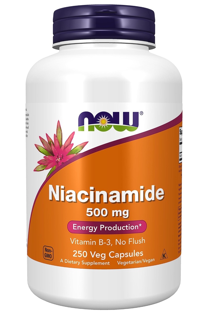NOW Foods, Niacinamid (Vitamin B-3) 500 mg, Energy Production*, 250 Veg Kapseln