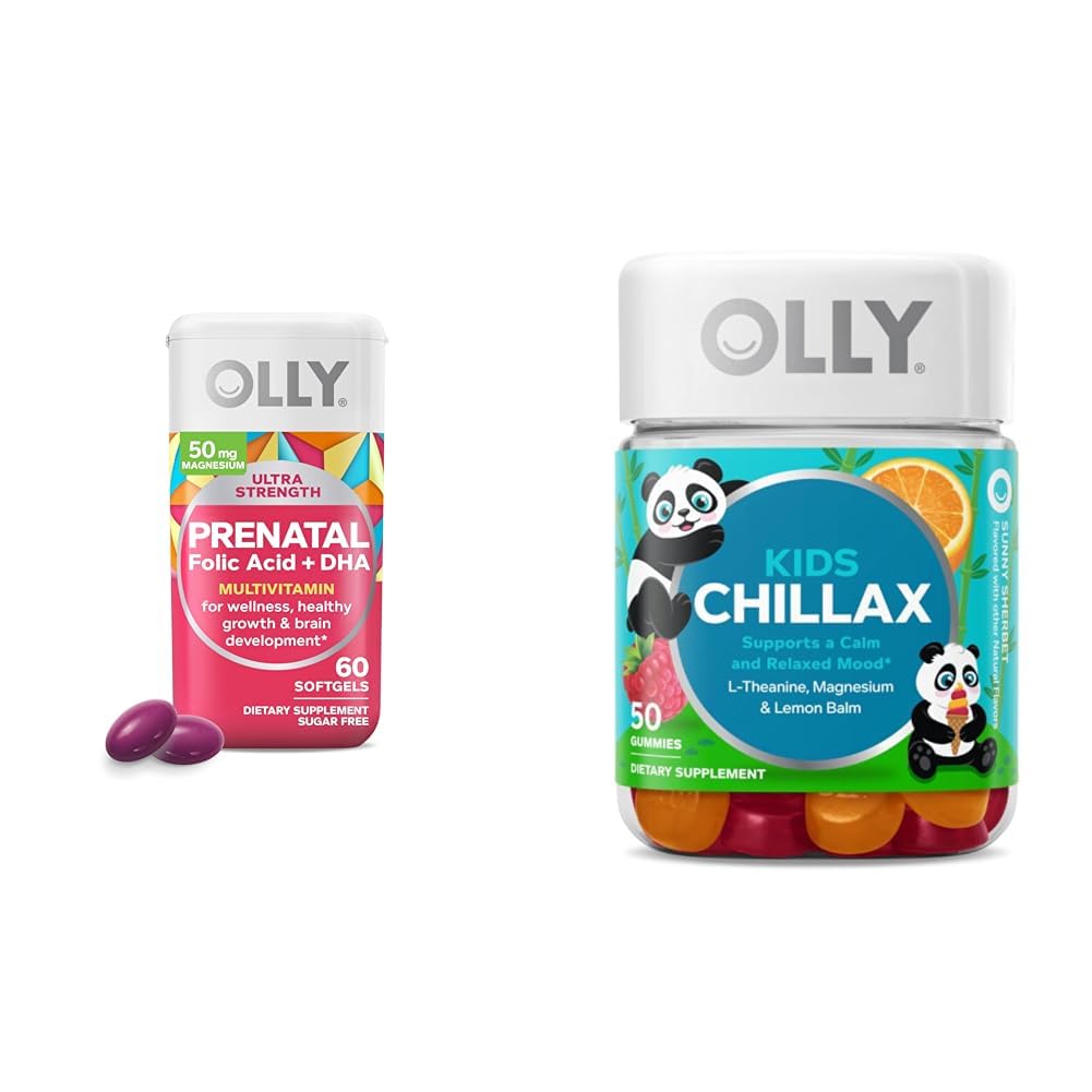 OLLY Prenatal Multivitamin Softgels und Kids Calming Gummis Bundle (60+50 Count)