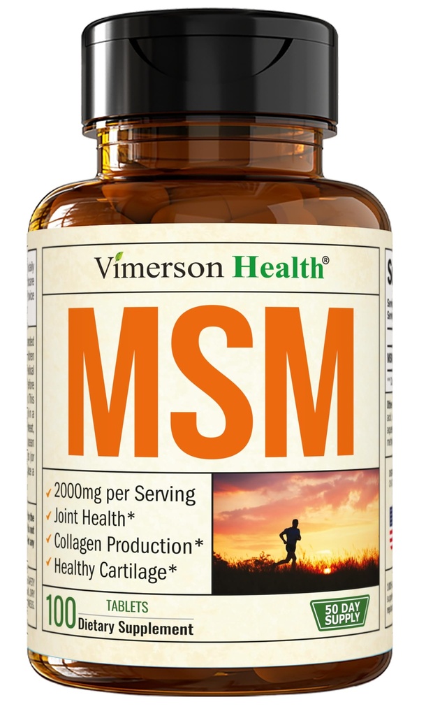 MSM 2000mg - Joint Support Supplement for Cartilage & Joint Health. Antioxidant Properties. Aids Inflammatory Response. Occasional Discomfort Relief - Back, Knees, Hands. Non-GMO. Vegan. 50 Day Supply