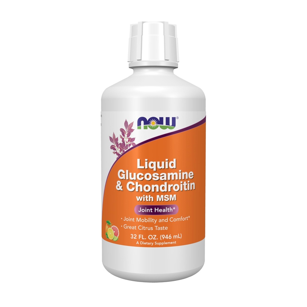NOW Foods Supplements, Glucosamine & Chondroitin with MSM, Liquid, Joint Health, Mobility and Comfort*, 32-Ounce