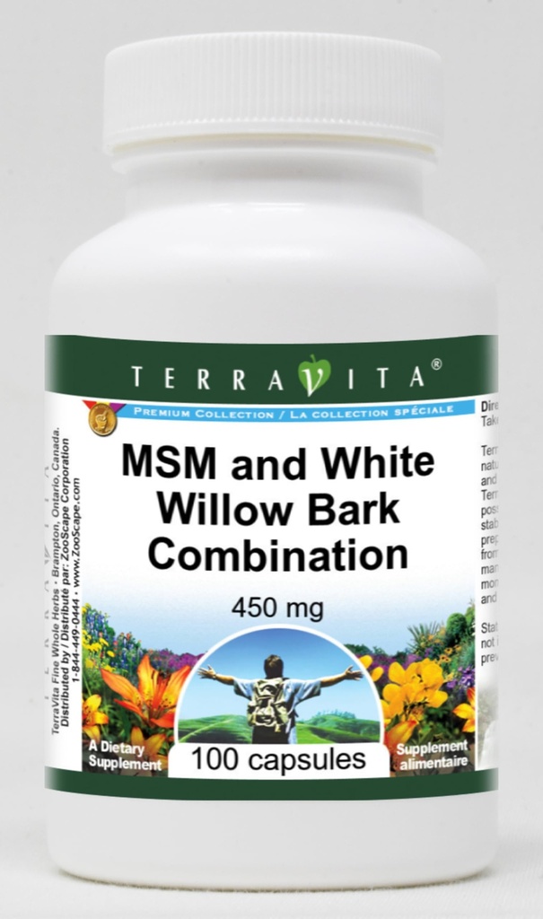 MSM and White Willow Bark Combination - 450 mg (100 Capsules, ZIN: 512926)