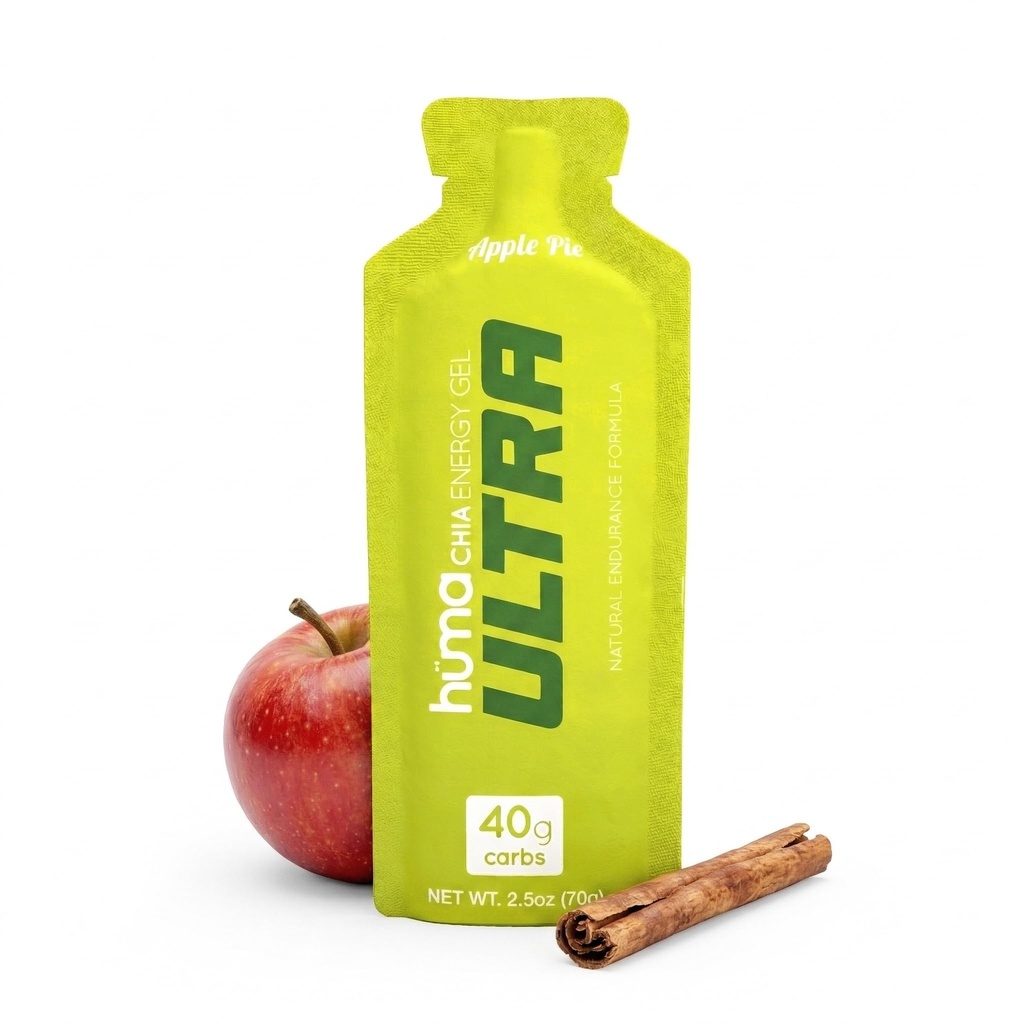 Huma Ultra Energy Gel - 40g Carbs - Real Food, Ultra Endurance Formula - 8 Pack, Apple Pie