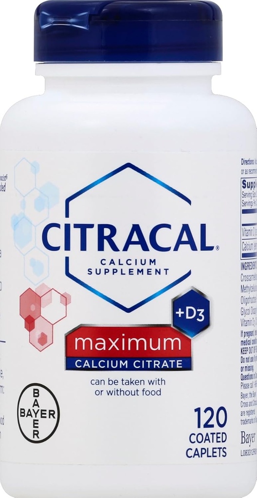 Citracal Max Size 120ct Citracal Calcium Citrate with Vitamin D Maximum Coated Caplets 120 Count