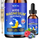 Magnesium Glycinate Liquid for Kids - Citrate, Malate with Omega-3, L-Theanine, GABA, Chamomile, 5-HTP, D3, Zinc, Kids Magnesium Drops for Sleep, Calm, Relaxation & Focus, Mixed Berry Flavor, 2 Fl Oz