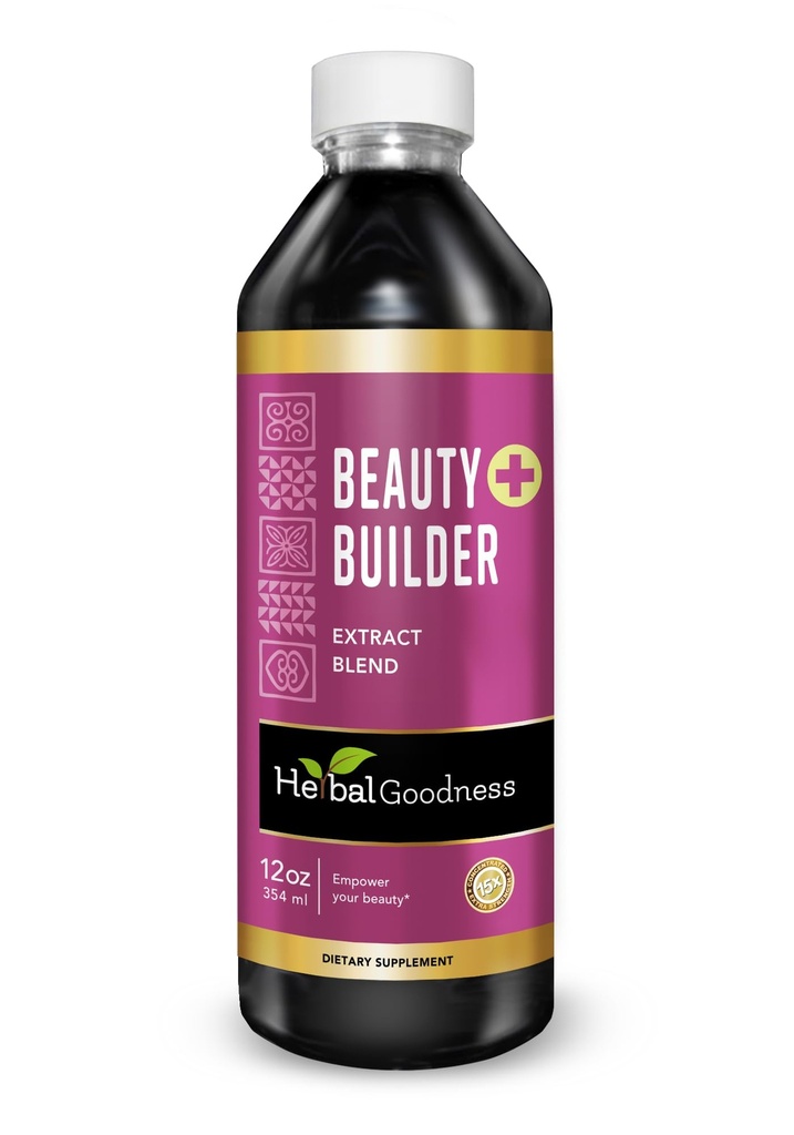 Herbal Goodness Beauty Builder 12oz - Colageno para Mujer pour l'amélioration de la beauté, de la santé de la peau, de la croissance des cheveux, de la peau rayonnante, des cheveux et de la croissance des ongles, enrichi avec des suppléments de collagène - 1 btl -23 Servir