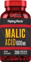Piping Rock Malic Acid Capsule | 600mg | 200 pillole | Non OGM, Gluten Free Supplement