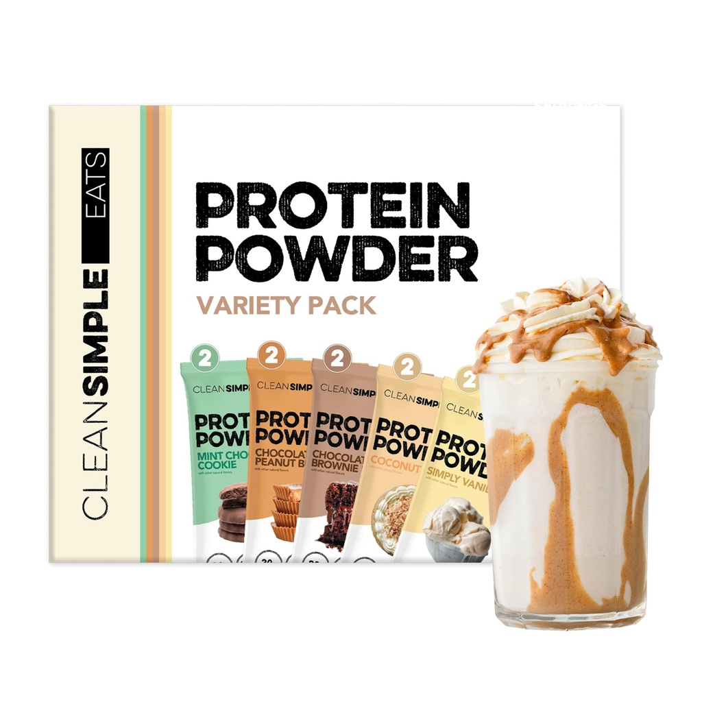 Pulire la polvere di proteine del siero di mangime, il pacchetto di varietà, aromi naturalmente addolciti, polvere di proteina di Fed di erba 100% con enzimi digestivi & nessun ingredienti artificiali, senza glutine, 10 pacchetti di singola dose