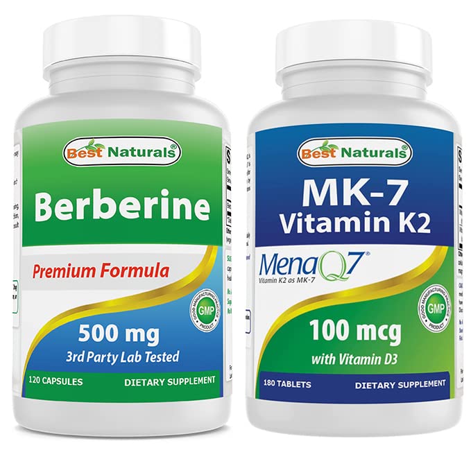 Best Naturals Berberine 500mg & Vitamin K2 (MK7) with D3