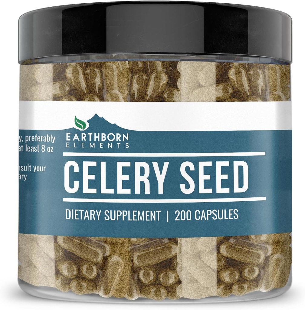Earthborn Elements Celery Seed 200 Kapseln, rein &amp; unverdünnt, keine Zusatzstoffe