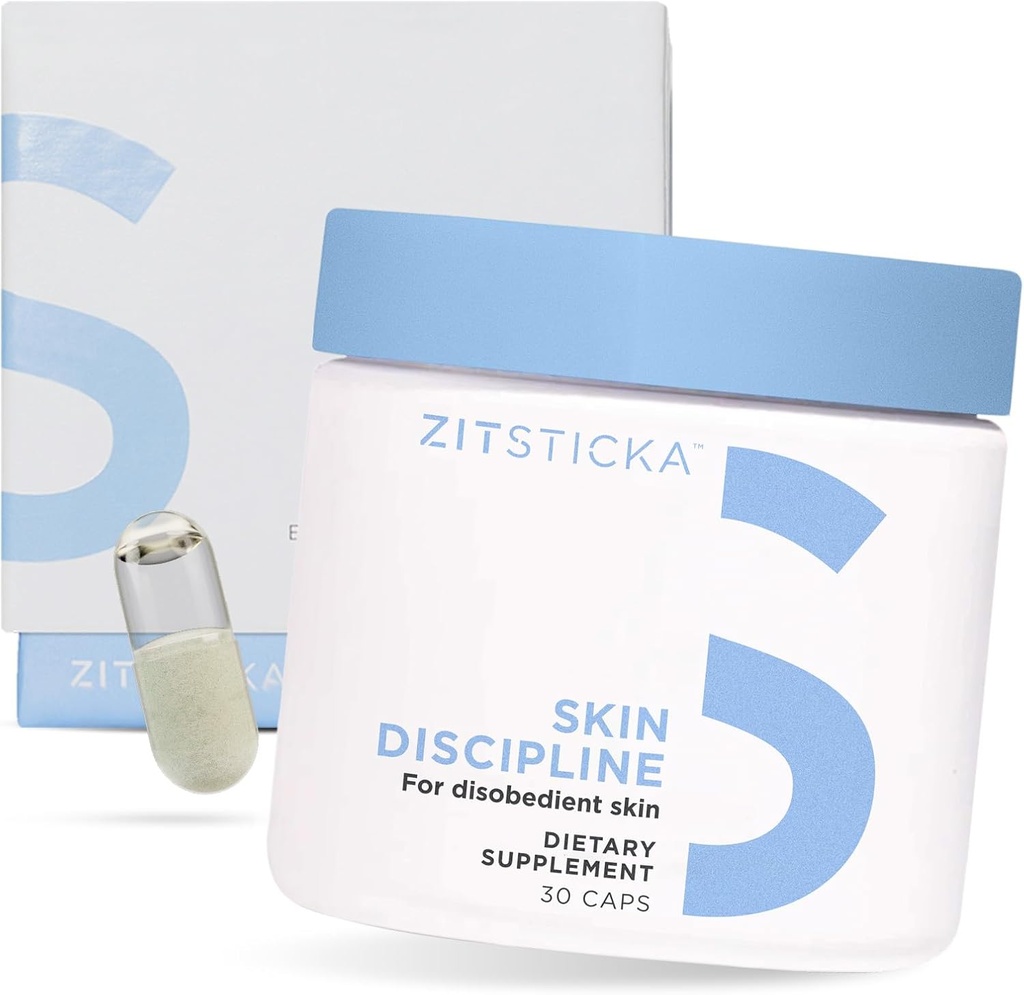 ZitSticka Vitamina Acne Supplemento per Cystic Acne w/ 30 Caps naturali per le donne e gli uomini, Integratori per il supporto ormonale, Chiarezza della pelle, Spot scuri - Dermatologo Testato (Disciplina della pelle)
